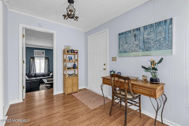 116 Curtis Ave, Manasquan, NJ 08736 - home office featuring wood finished floors, ornamental molding, a textured ceiling, and baseboards
