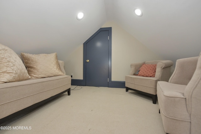 51 Clay St, Fair Haven, NJ 07704 - sitting room featuring carpet flooring, lofted ceiling, and recessed lighting