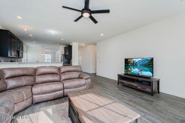 11 Starry Ln, Barnegat, NJ 08005 - living area featuring wood finished floors, ceiling fan, and recessed lighting