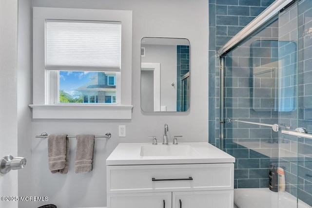 708 7th Ave, Asbury Park, NJ 07712 - bathroom featuring vanity and bath / shower combo with glass door