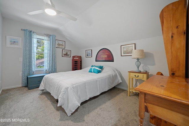 470 Nautilus Dr, Manahawkin, NJ 08050 - carpeted bedroom with lofted ceiling and ceiling fan