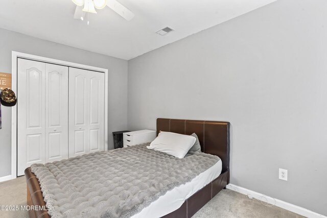 628 Morningside Ave, Union Beach, NJ 07735 - carpeted bedroom with a closet, baseboards, and ceiling fan