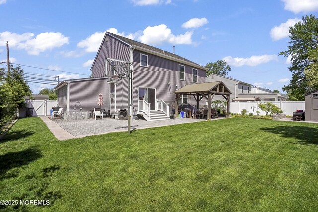 628 Morningside Ave, Union Beach, NJ 07735 - back of property with a gazebo, a patio area, entry steps, and a gate