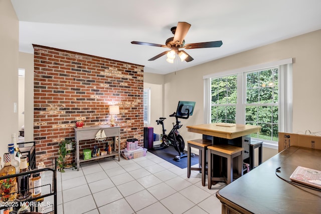 6 Claridge Ct # 5, Freehold, NJ 07728 - exercise area featuring ceiling fan and light tile patterned flooring