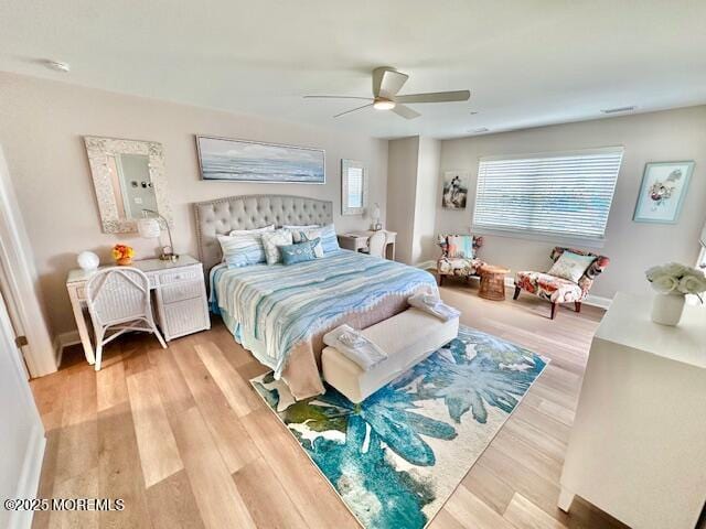 64 Sheridan Ave Unit A, Seaside Heights, NJ 08751 - bedroom with light wood-type flooring and ceiling fan