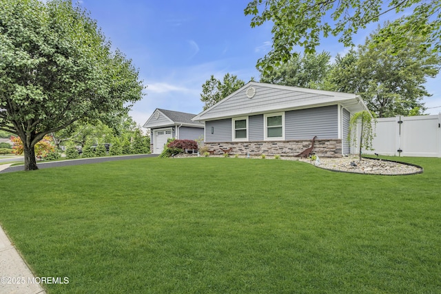 103 Idlewild Ln, Aberdeen, NJ 07747 - ranch-style home featuring stone siding and an outdoor structure