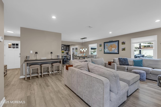 103 Idlewild Ln, Aberdeen, NJ 07747 - living area featuring light wood-style flooring, healthy amount of natural light, and recessed lighting