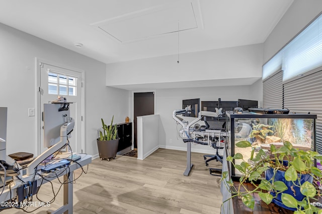 103 Idlewild Ln, Aberdeen, NJ 07747 - office area featuring attic access and light wood finished floors