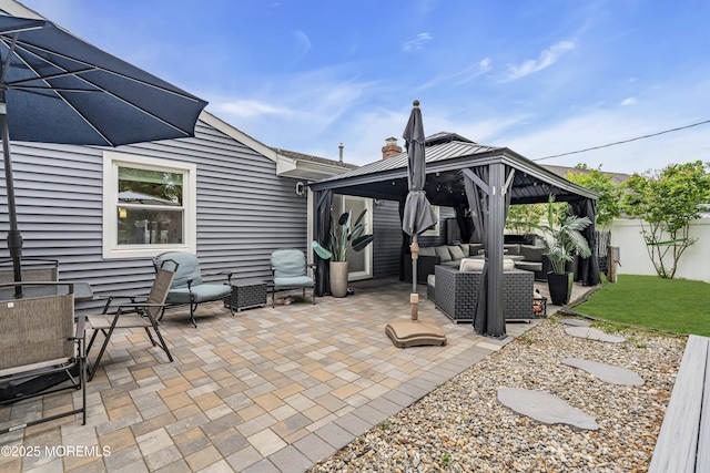 103 Idlewild Ln, Aberdeen, NJ 07747 - fenced backyard featuring an outdoor living space, a gazebo, and a patio