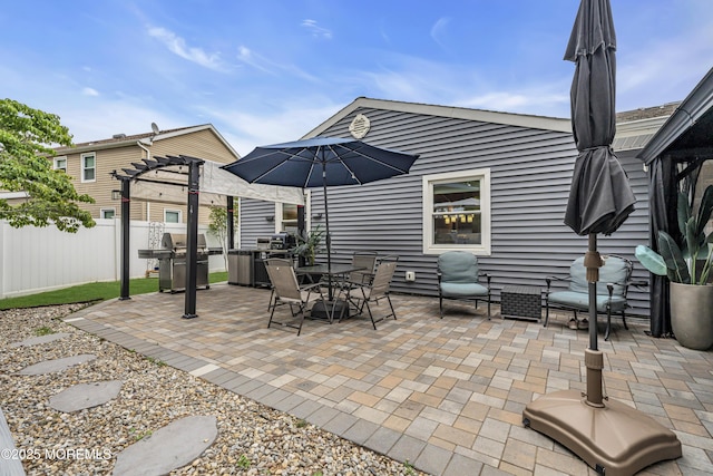 103 Idlewild Ln, Aberdeen, NJ 07747 - view of patio featuring grilling area, a pergola, and outdoor dining space
