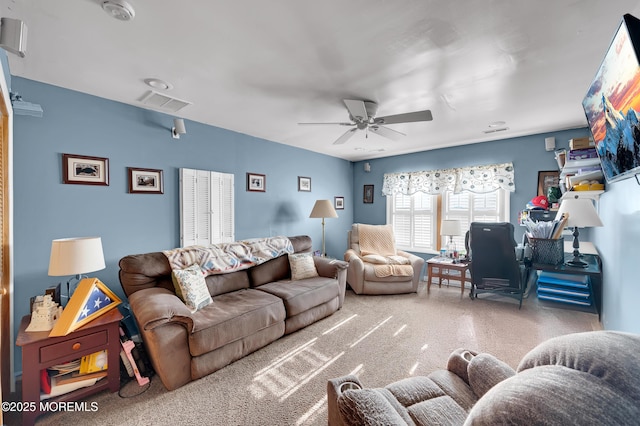 17 Evergreen Pl, Howell, NJ 07731 - living area featuring carpet flooring and a ceiling fan