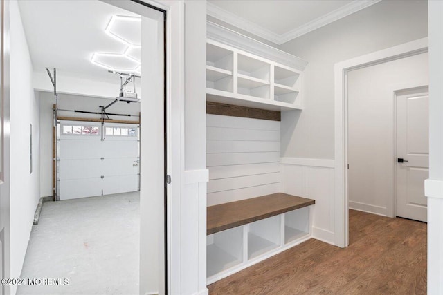 1119 Northstream Pkwy, Point Pleasant, NJ 08742 - mudroom featuring crown molding and wood finished floors
