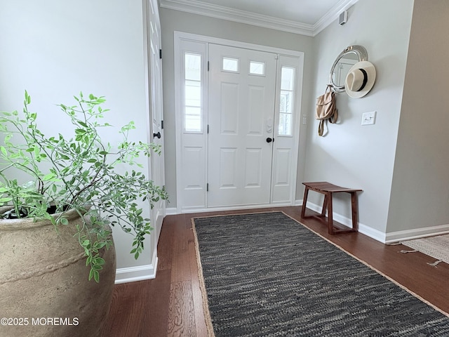 23 Brainard Ave, Port Monmouth, NJ 07758 - foyer entrance featuring dark wood-style floors and ornamental molding