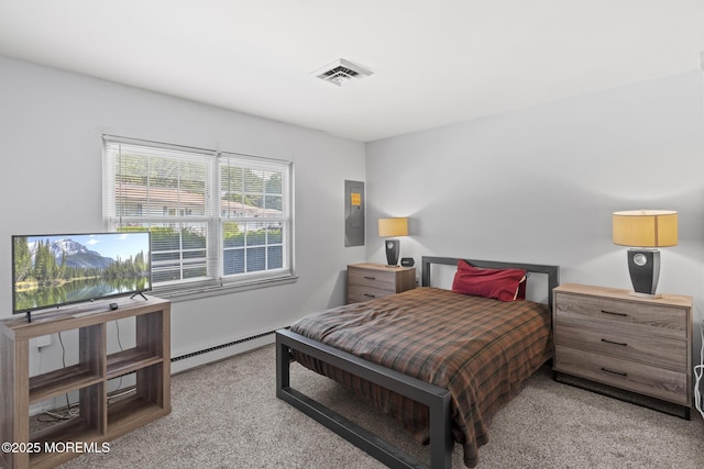 1036A Aberdeen Dr, Lakewood, NJ 08701 - bedroom featuring light colored carpet, a baseboard heating unit, and electric panel