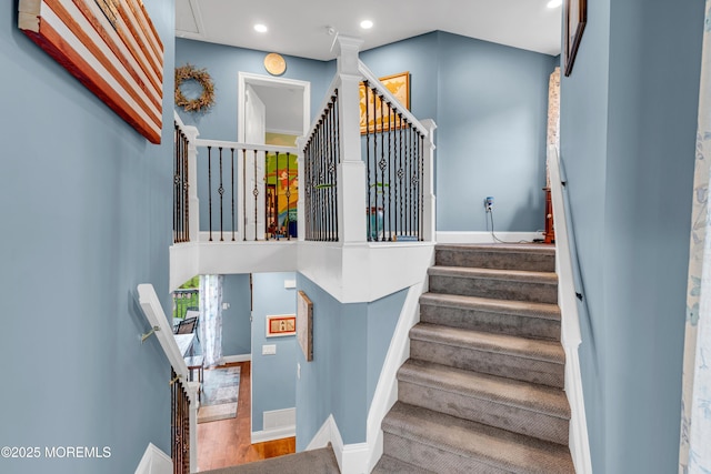 11 Kennedy Ct, Middletown, NJ 07748 - stairs featuring recessed lighting, wood finished floors, and baseboards