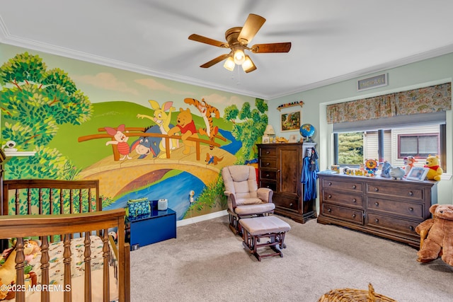 11 Kennedy Ct, Middletown, NJ 07748 - carpeted bedroom with crown molding and a ceiling fan
