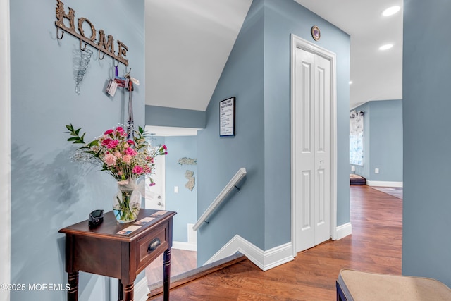 11 Kennedy Ct, Middletown, NJ 07748 - stairway featuring wood finished floors, recessed lighting, baseboards, and lofted ceiling