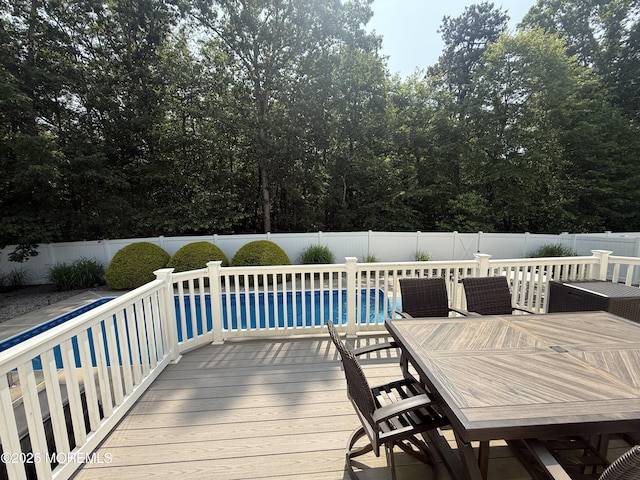 44 Diamond Ln, Howell, NJ 07731 - wooden deck featuring a fenced backyard and outdoor dining space