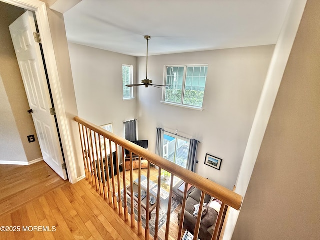 44 Diamond Ln, Howell, NJ 07731 - stairway with a ceiling fan and wood finished floors