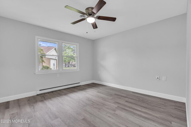 9 Edinburgh Ln Unit D, Manchester, NJ 08759 - unfurnished room with a baseboard radiator, wood finished floors, ceiling fan, and baseboards