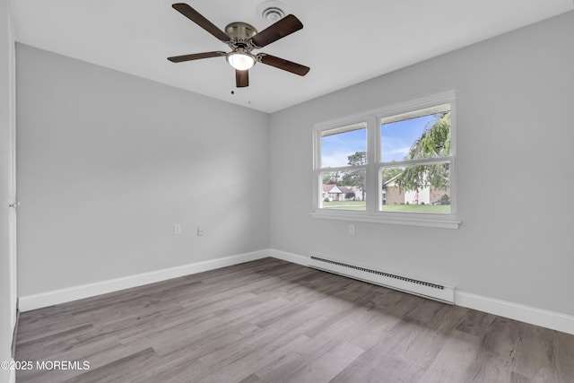 9 Edinburgh Ln Unit D, Manchester, NJ 08759 - empty room featuring baseboard heating, wood finished floors, baseboards, and ceiling fan