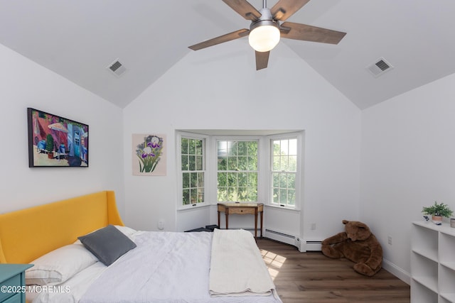 10 English Path, Freehold, NJ 07728 - bedroom featuring wood finished floors, a ceiling fan, and high vaulted ceiling