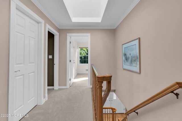 1 Algonquin Dr, Marlboro, NJ 07746 - corridor with an upstairs landing, light carpet, and ornamental molding