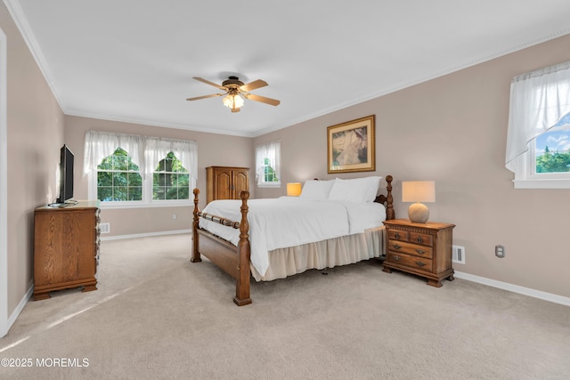 1 Algonquin Dr, Marlboro, NJ 07746 - bedroom with multiple windows, ornamental molding, light colored carpet, and a ceiling fan