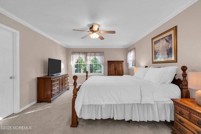 1 Algonquin Dr, Marlboro, NJ 07746 - bedroom with light colored carpet, crown molding, and ceiling fan
