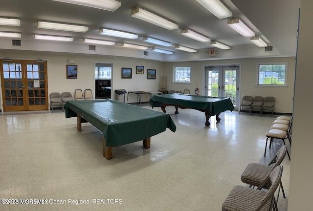 69 Robin Pl, Freehold, NJ 07728 - recreation room with french doors, pool table, and healthy amount of natural light