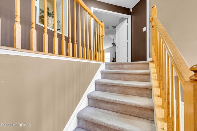 46 Timberline Rd, Bayville, NJ 08721 - stairway featuring a ceiling fan