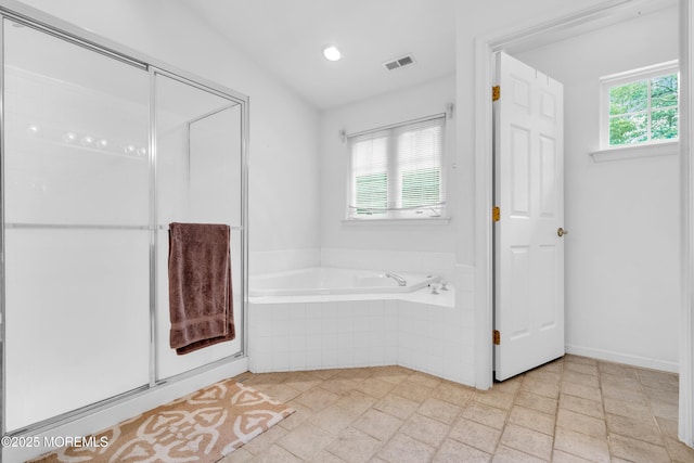 46 Timberline Rd, Bayville, NJ 08721 - full bathroom with a bath, a stall shower, and recessed lighting