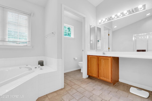 46 Timberline Rd, Bayville, NJ 08721 - full bathroom with a garden tub, vanity, and a shower with door