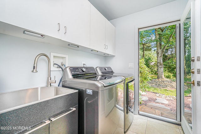 5 Leighton Dr, East Brunswick, NJ 08816 - laundry area featuring cabinet space, washer and dryer, and light tile patterned floors