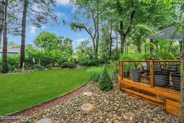 5 Leighton Dr, East Brunswick, NJ 08816 - view of grassy yard featuring a deck