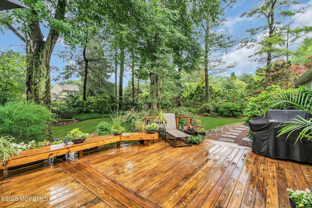 5 Leighton Dr, East Brunswick, NJ 08816 - wooden deck with a grill and a yard