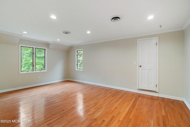 245 Borden Rd, Middletown, NJ 07748 - unfurnished room featuring crown molding, baseboards, light wood-style flooring, and recessed lighting