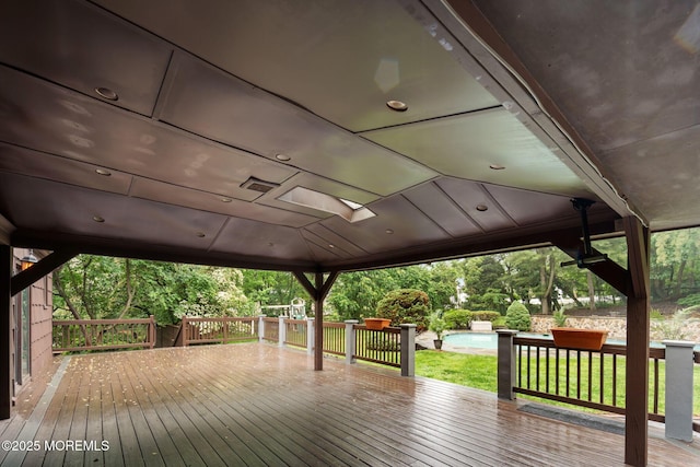 245 Borden Rd, Middletown, NJ 07748 - wooden terrace featuring an outdoor pool, a lawn, and a gazebo