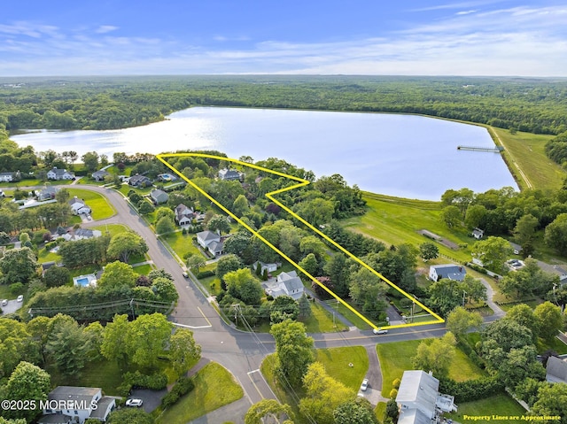 1413 Gully Rd, Wall, NJ 07719 - view of property location with a heavily wooded area, a large body of water, and property parcel outlined