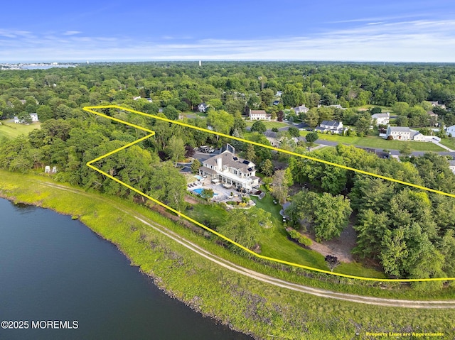 1413 Gully Rd, Wall, NJ 07719 - view of property location with property boundaries highlighted, a nearby body of water, and a heavily wooded area