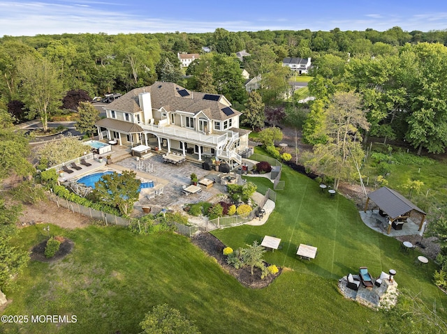 1413 Gully Rd, Wall, NJ 07719 - aerial view of property and surrounding area featuring a pool area and a heavily wooded area