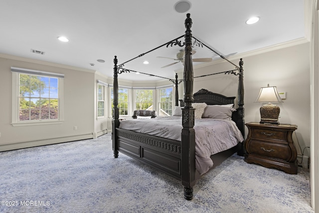 1413 Gully Rd, Wall, NJ 07719 - carpeted bedroom featuring crown molding, recessed lighting, and a baseboard heating unit