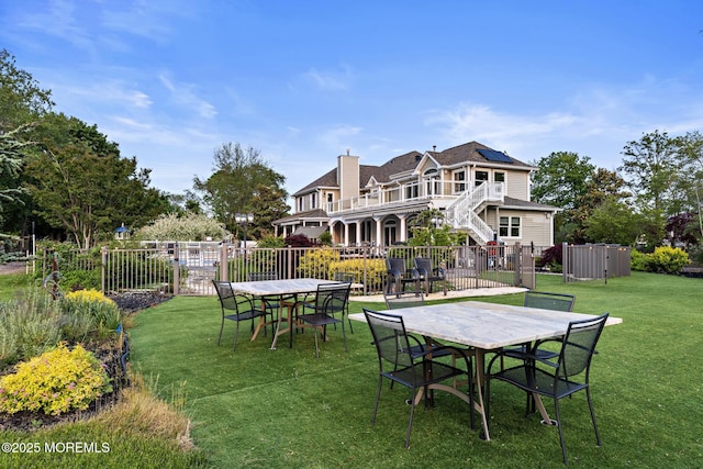 1413 Gully Rd, Wall, NJ 07719 - view of yard with outdoor dining space, a patio, and stairs
