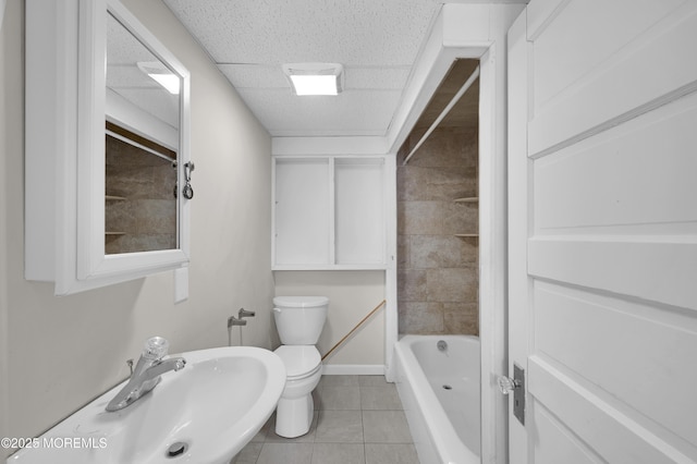 105 Cedar Grove Rd, Toms River, NJ 08753 - bathroom with tile patterned floors, a paneled ceiling, and shower / bath combination