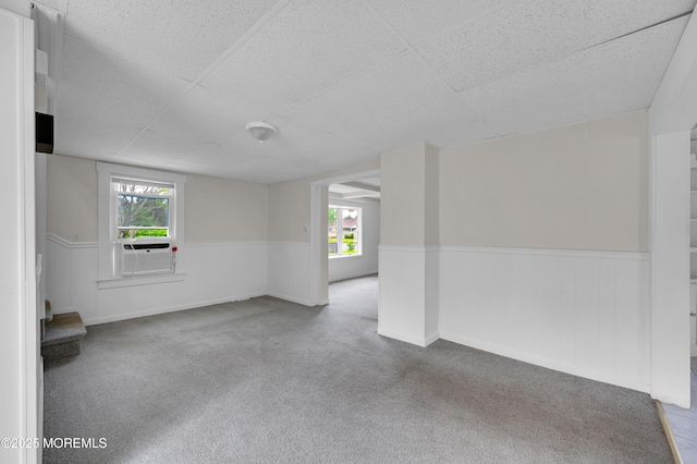 105 Cedar Grove Rd, Toms River, NJ 08753 - spare room with carpet, plenty of natural light, cooling unit, a wainscoted wall, and a drop ceiling