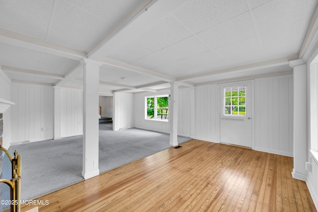 105 Cedar Grove Rd, Toms River, NJ 08753 - unfurnished living room featuring light wood finished floors, healthy amount of natural light, and a fireplace