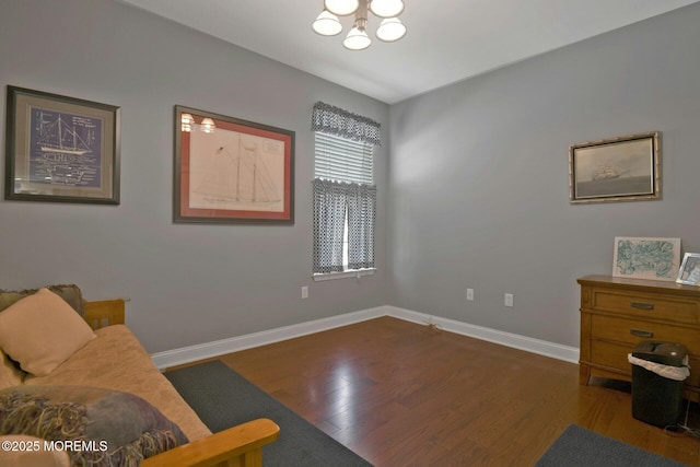 21 Blyth Ln, Jackson, NJ 08527 - living area featuring a chandelier, wood finished floors, and baseboards
