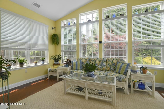 21 Blyth Ln, Jackson, NJ 08527 - sunroom / solarium featuring plenty of natural light, lofted ceiling, baseboards, and wood finished floors
