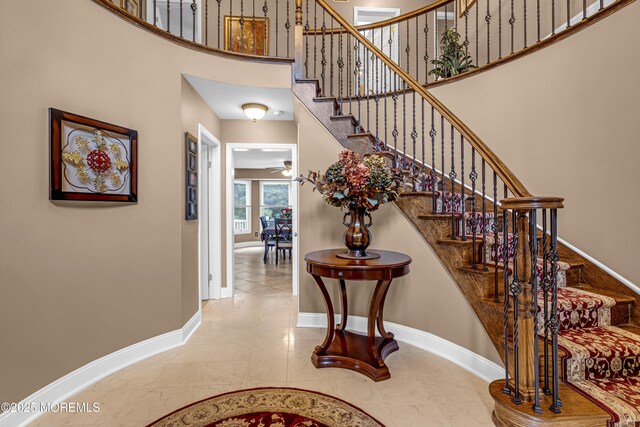 10 Cheryl Ln, Millstone, NJ 08510 - stairs with a towering ceiling and tile patterned floors