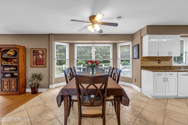 10 Cheryl Ln, Millstone, NJ 08510 - dining area with light tile patterned floors and a ceiling fan
